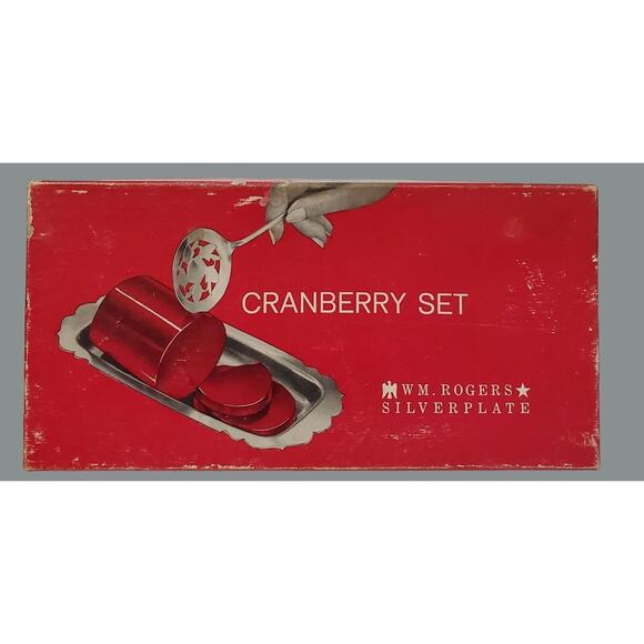 Vintage WM Rogers International Silverplate 2 pc Cranberry Set Tarnished - Picture 1 of 10